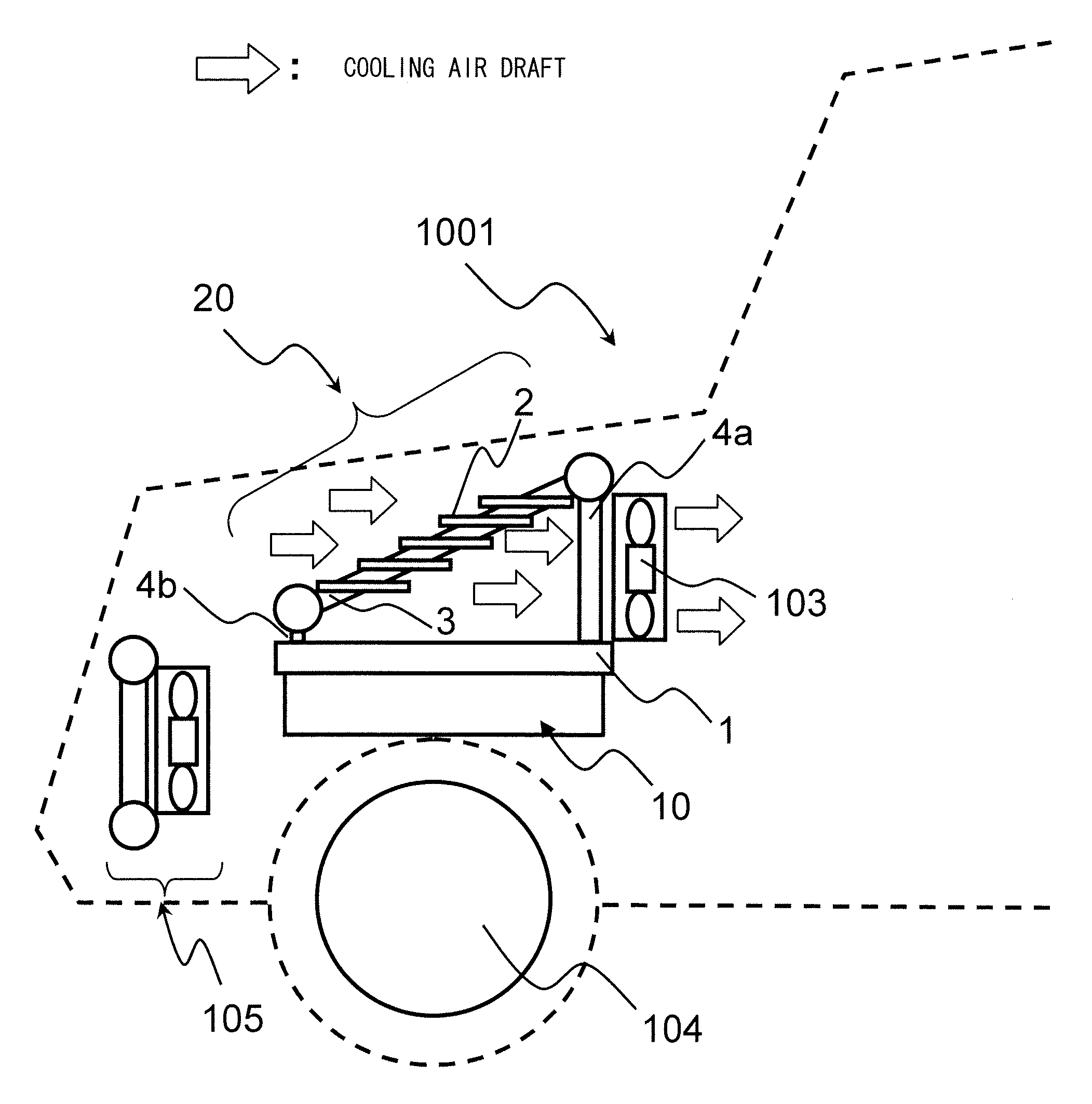 Cooling System for Onboard Electrical Power Converter, and Electrical Power Converter for Railway Vehicle