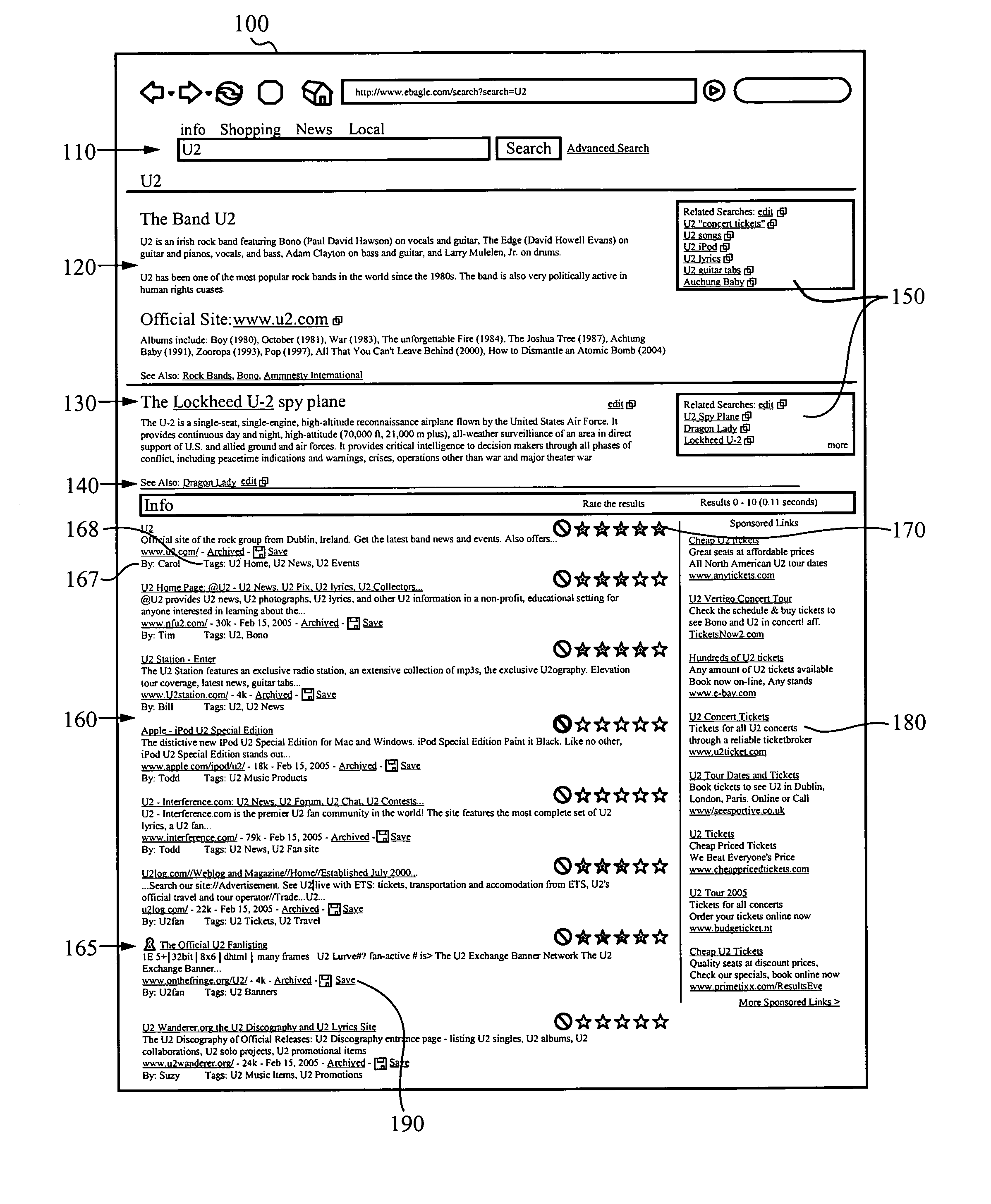 Methods of and systems for searching by incorporating user-entered information