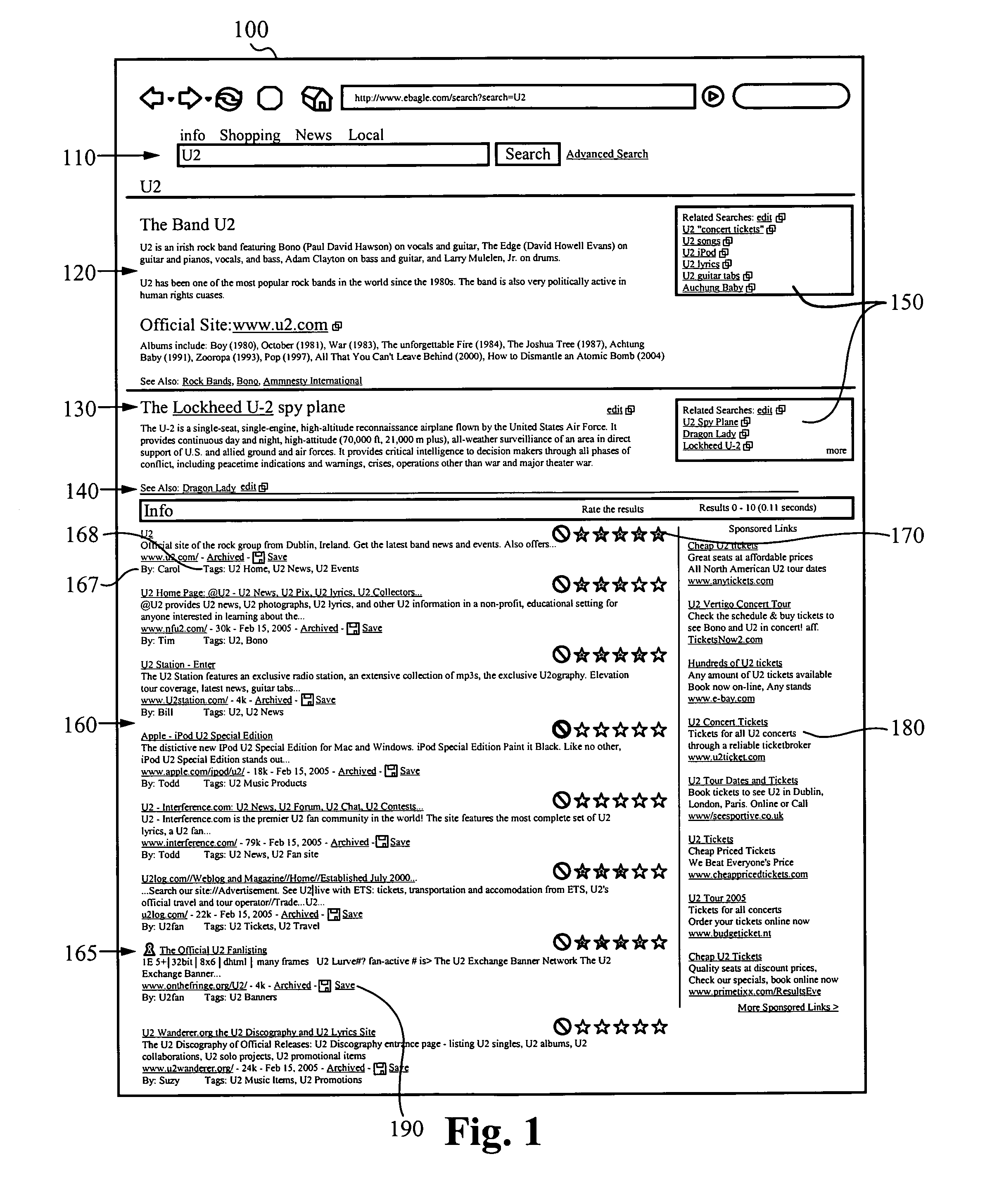 Methods of and systems for searching by incorporating user-entered information