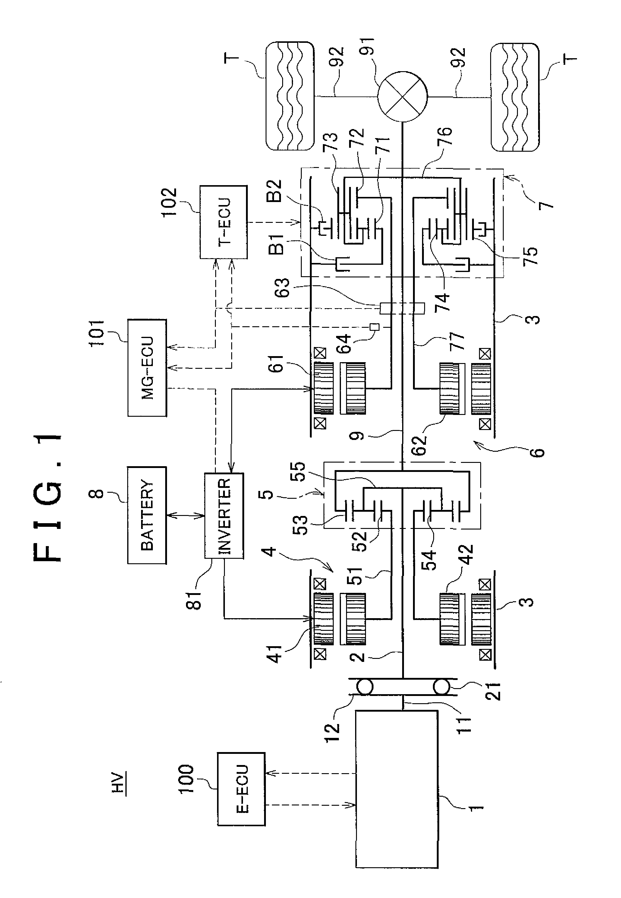 Power output device, and hybrid vehicle equipped with the power output device