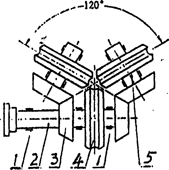 Single-driven input shaft draft-adjustable three-roll mill
