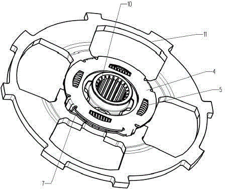 Multistage vibration reduction large-damping automobile clutch driven disc