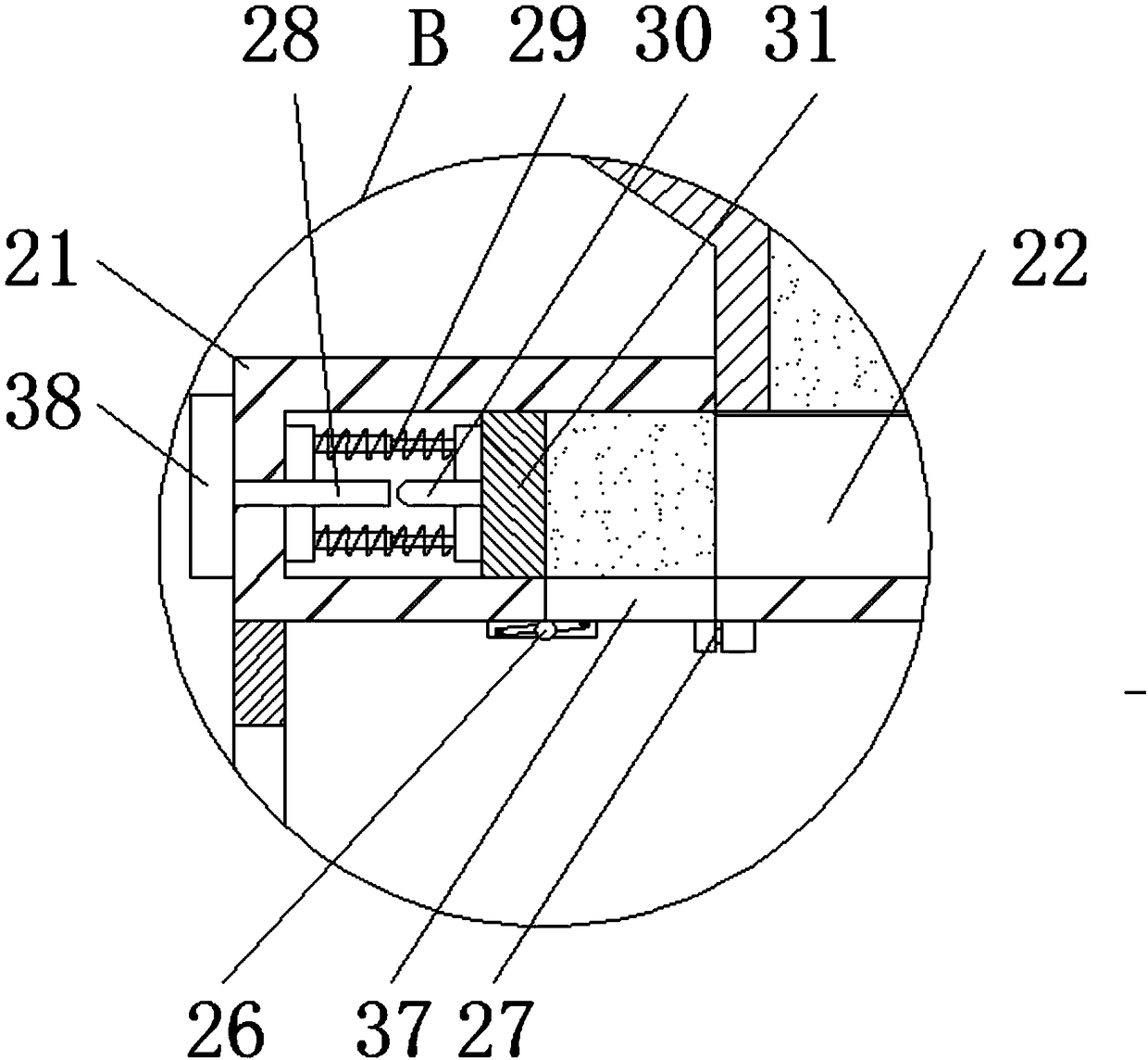 Treatment device for building material processing wood chips