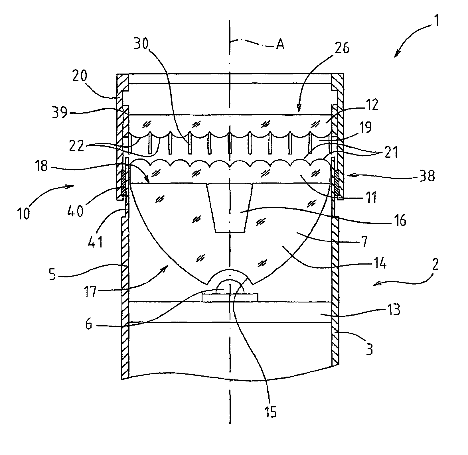 Lighting device with adjustable light beam, particularly for a flashlight