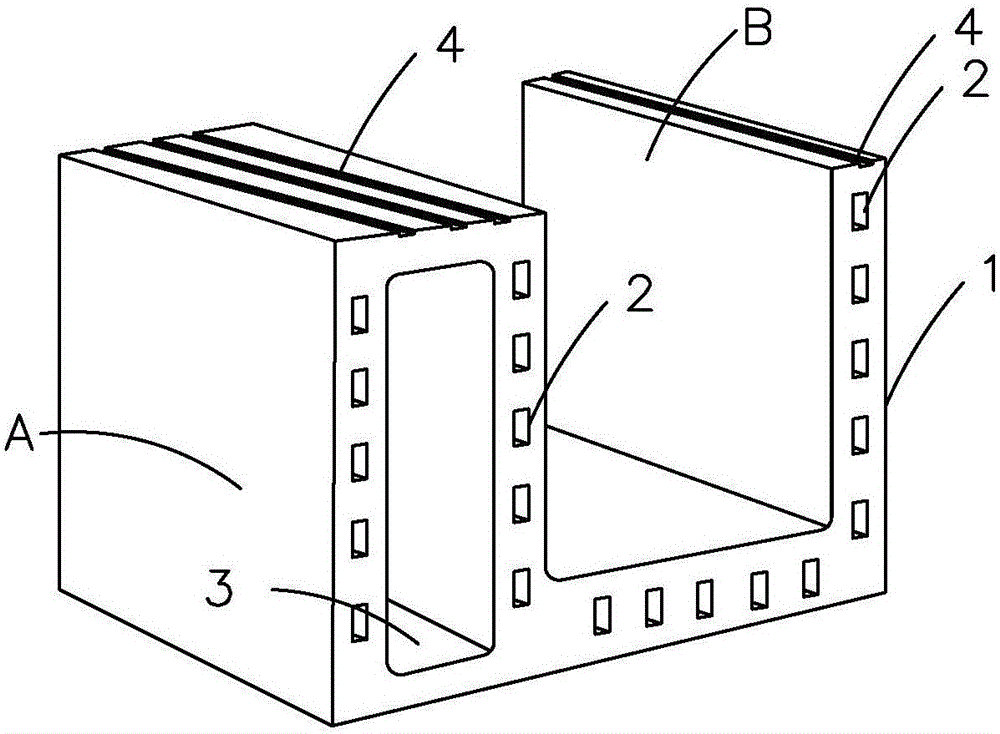Hollow brick with U-shaped section
