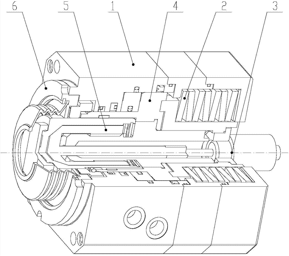 A brake cylinder of a rail vehicle hydraulic brake device