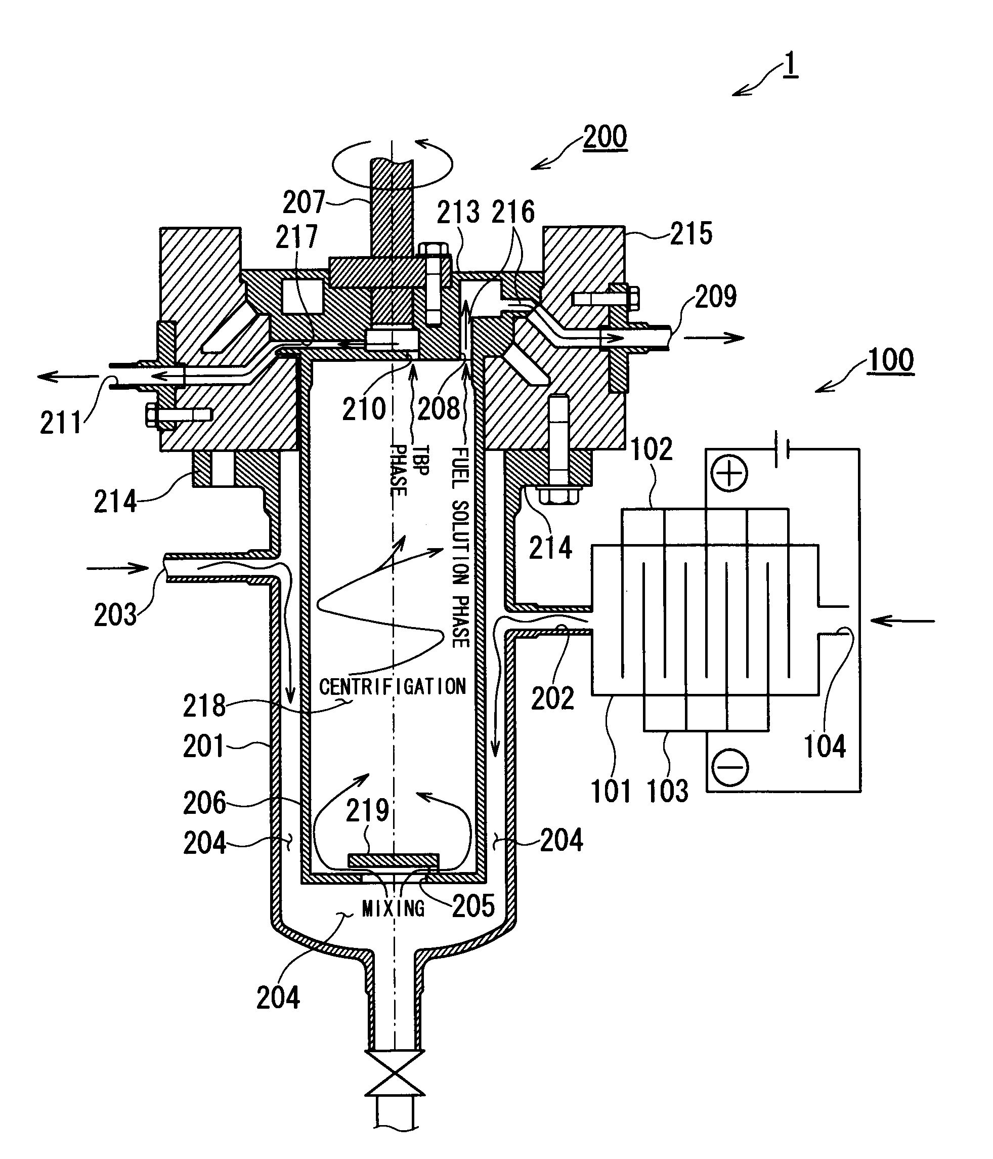 Method for reprocessing spent nuclear fuel and centrifugal extractor therefor