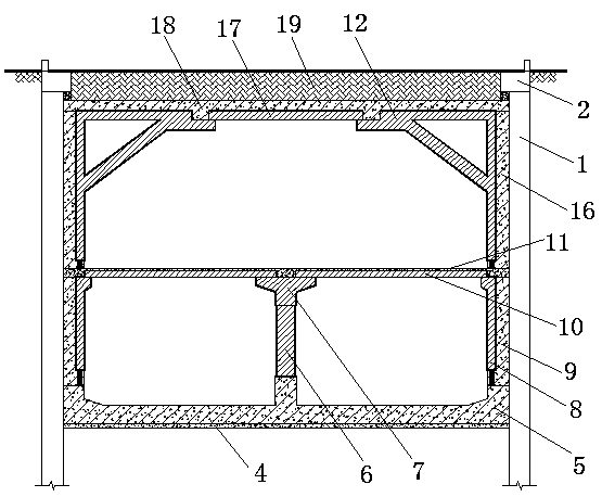 Assembly type flat-top large-span column-free underground structure