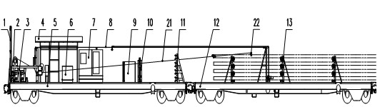 Long steel rail transport vehicle set capable of rapidly unloading steel rails