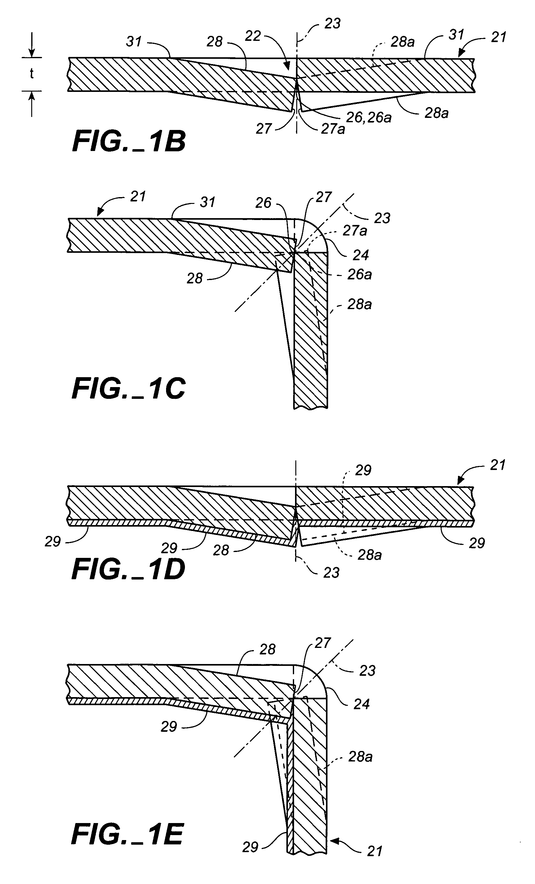 Method for forming sheet material with bend controlling displacements
