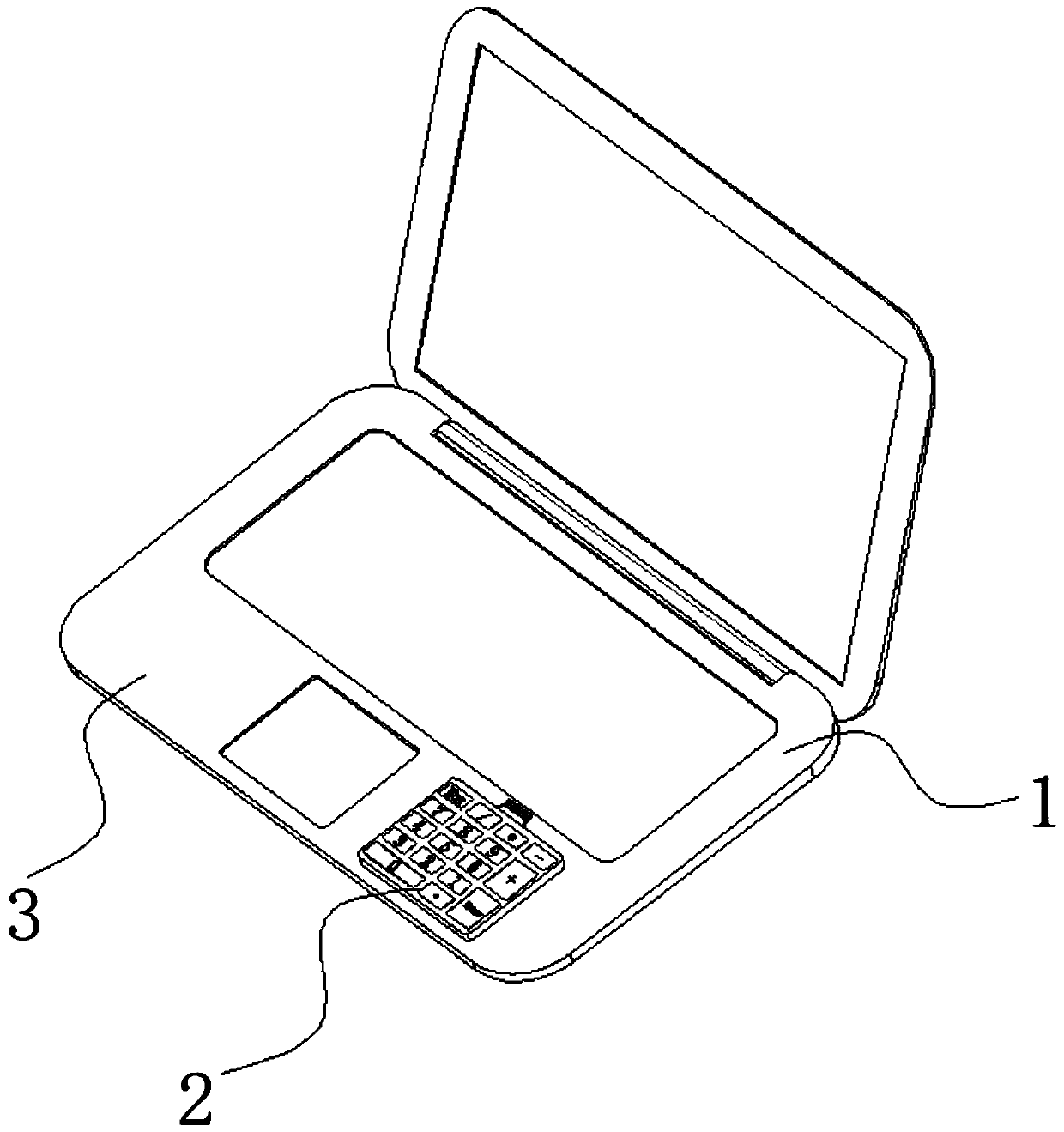 Notebook computer keypad under metal body