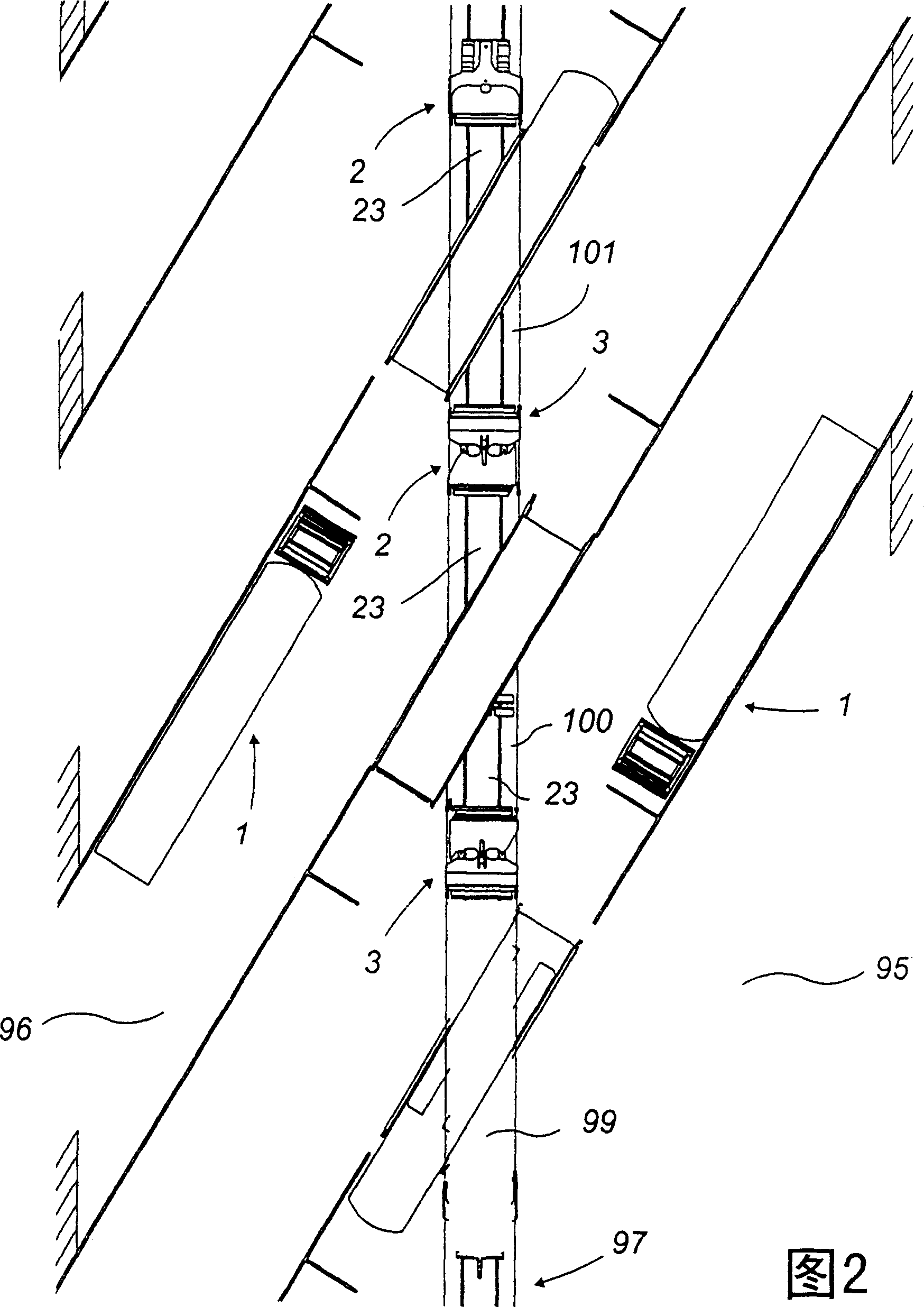System for transporting and skew loading/unloading of cars in combined railway/road transport railway station and method for using same