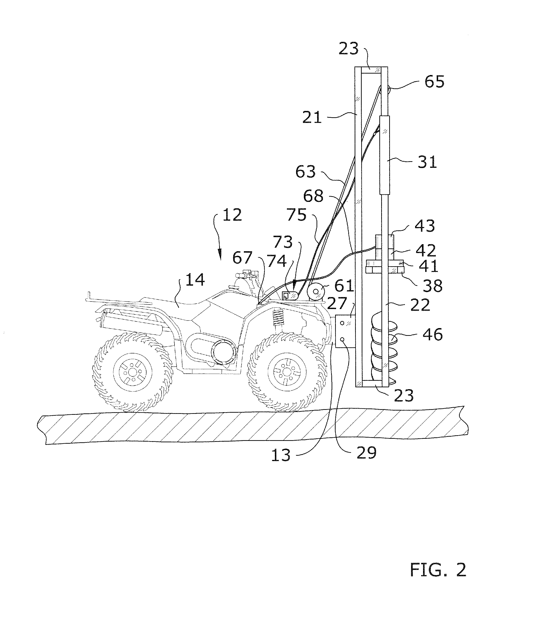 Ice auger attachment for a vehicle