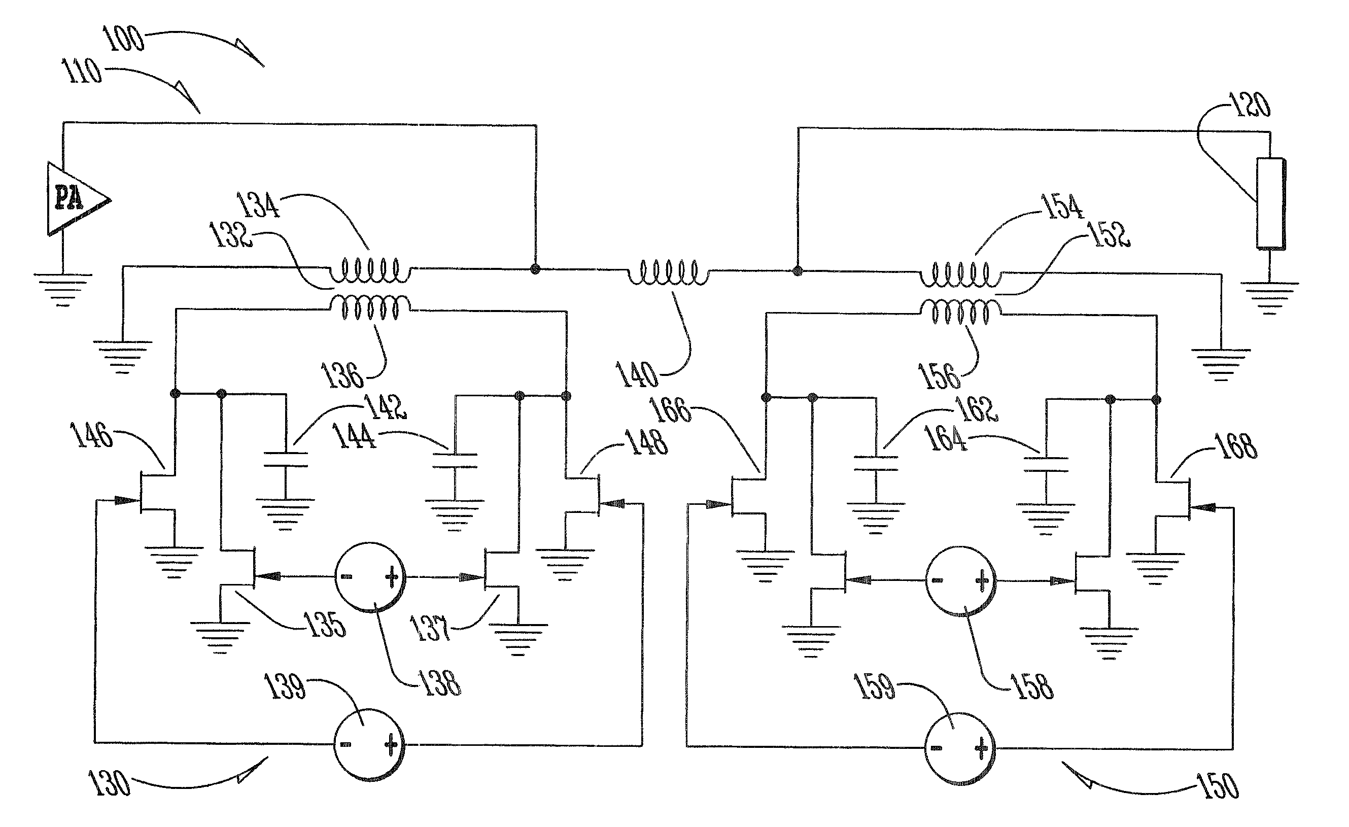 Switched impedance synthesis transmit antenna matching system for electrically small antenna radiators