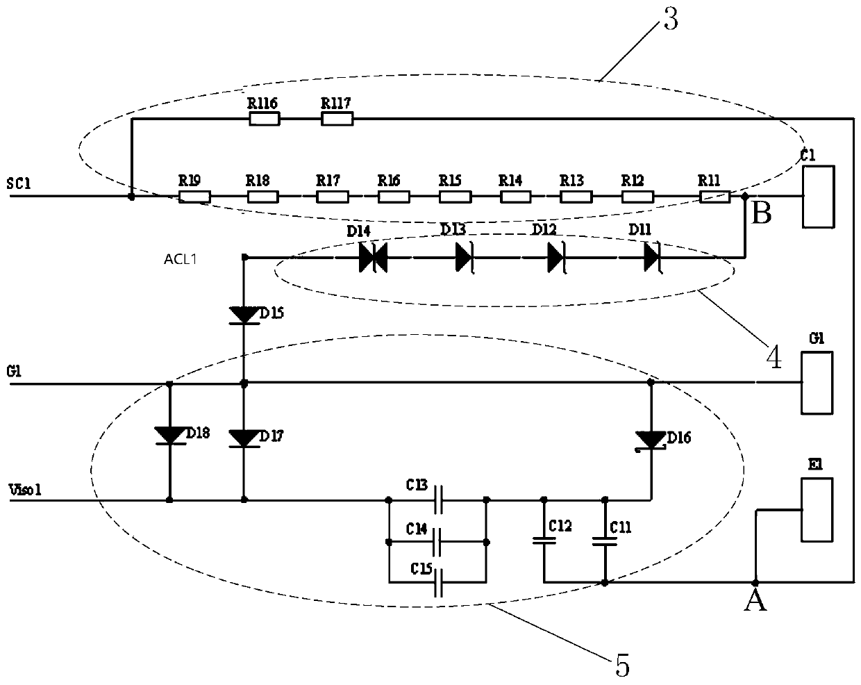 Gate absorption suppression and short-circuit protection circuit for double-tube IGBT