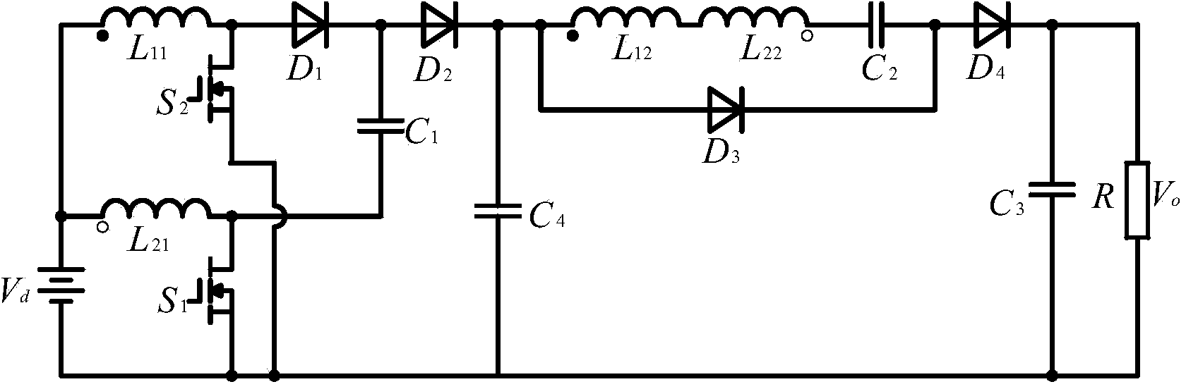 High-gain boost converter based on coupling inductance and voltage transfer technology