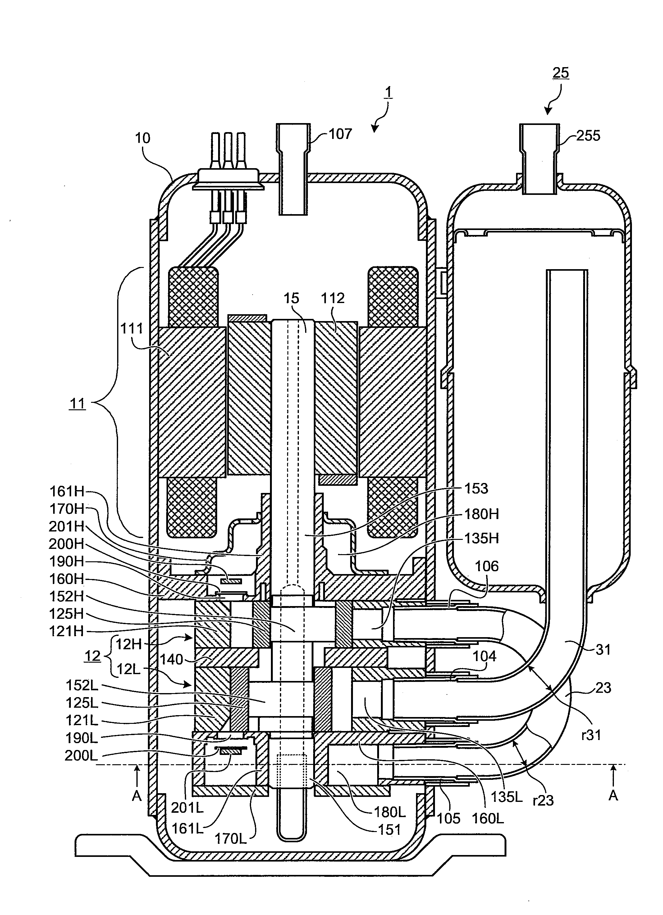 Two-stage compression rotary compressor