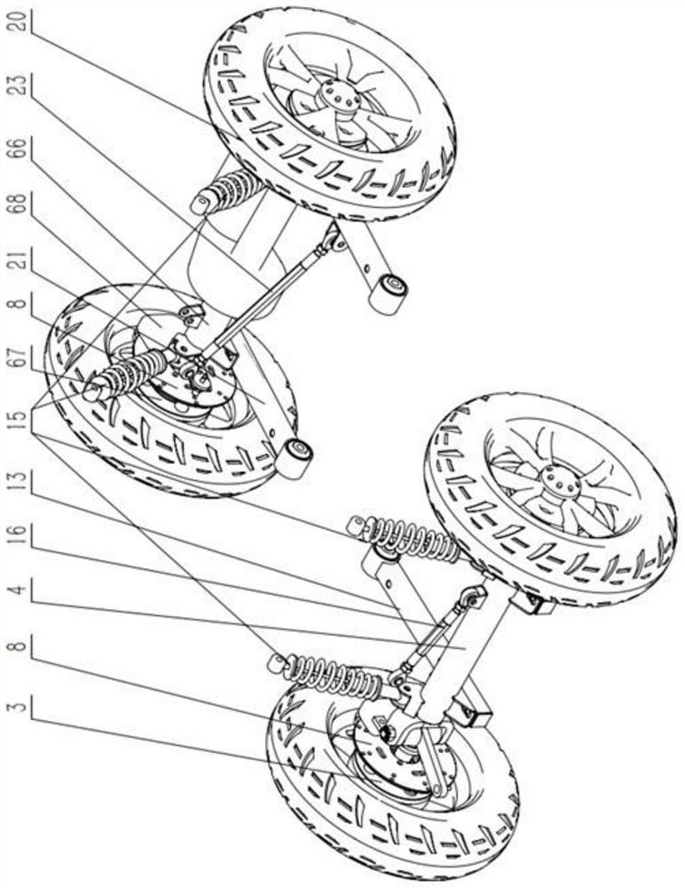 Front-rotating rear-driving robot chassis and moving robot