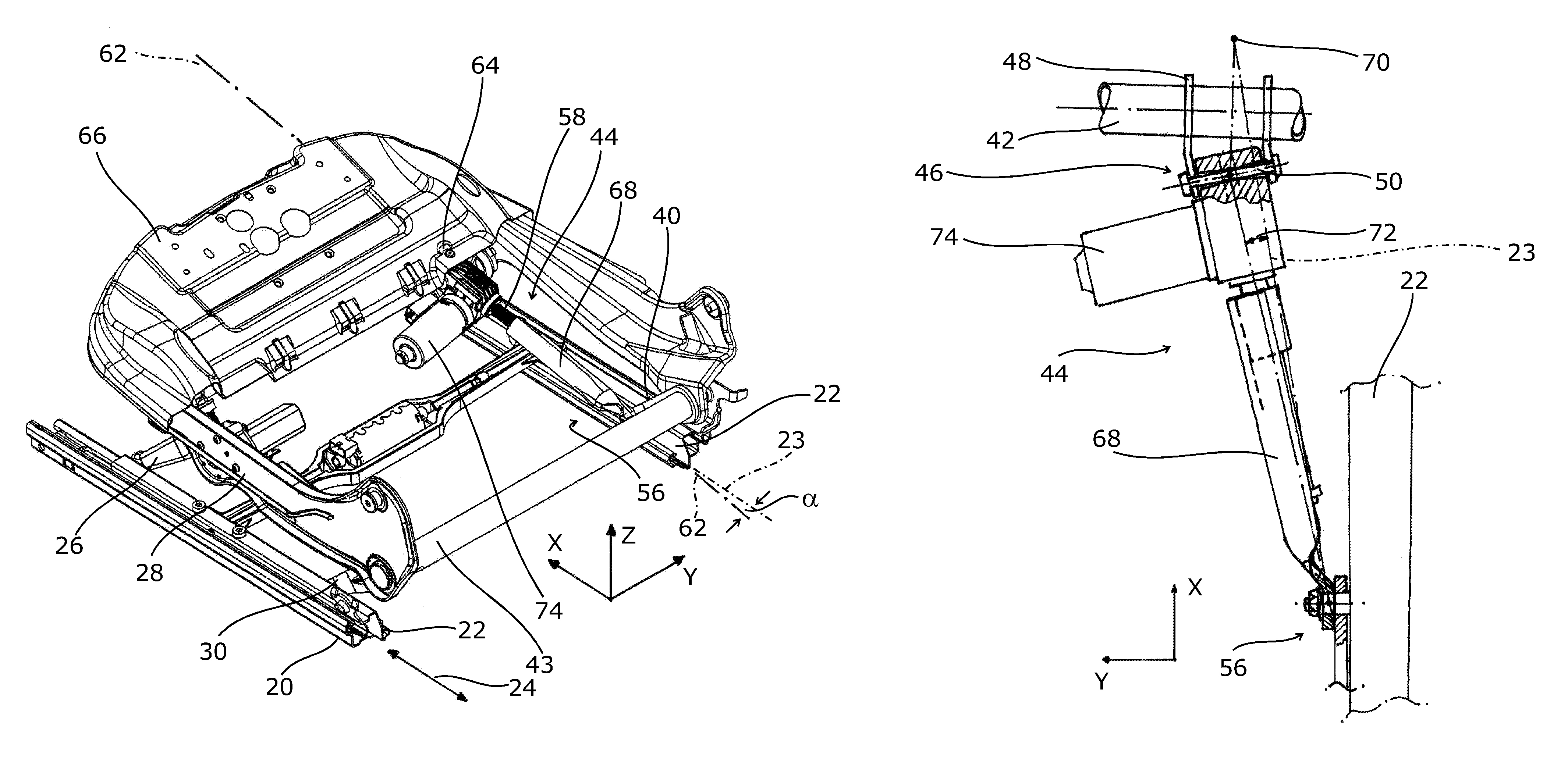 Height-adjustable motor vehicle seat with a spindle drive