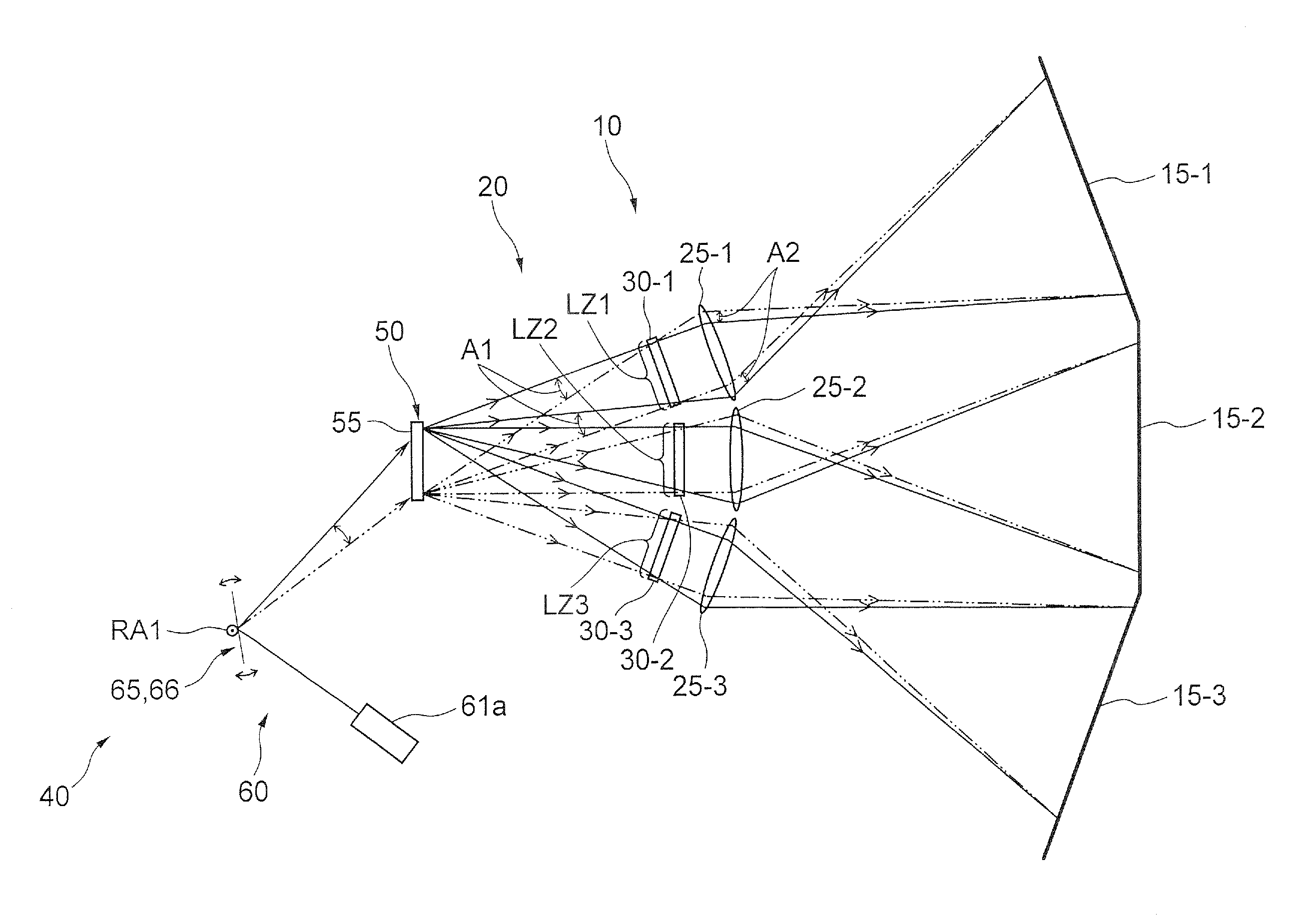 Projection device and projection-type video display device