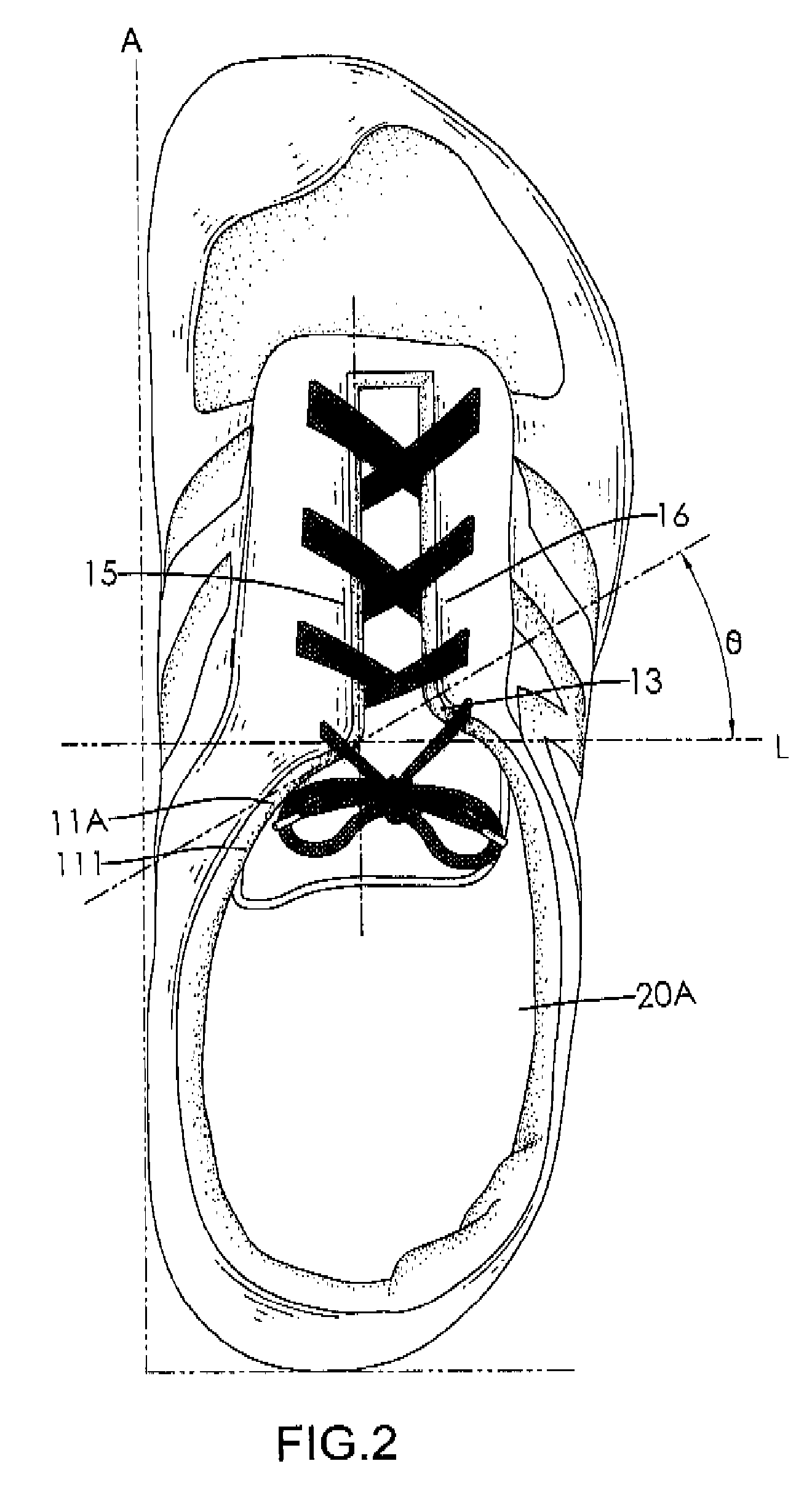 Shoe vamp with an opening having an inclined front edge