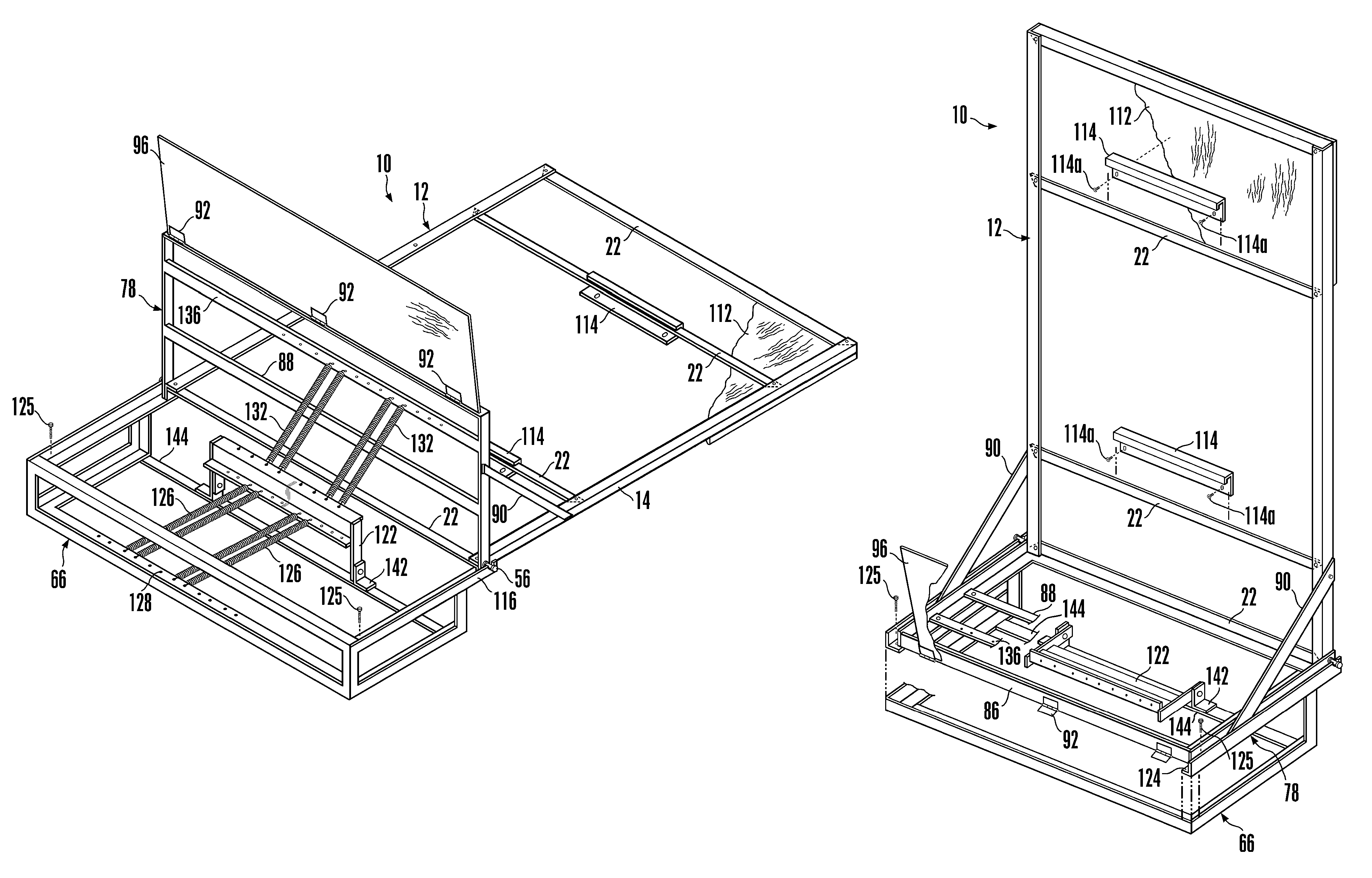 Foldaway bed frames and spring supports