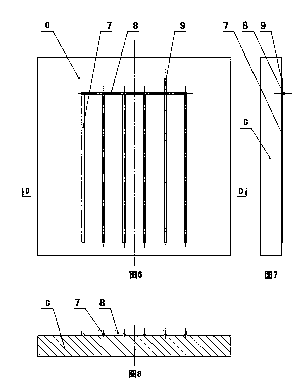 Production method of lead-coated copper plate grid of lead acid storage battery and special combined mould