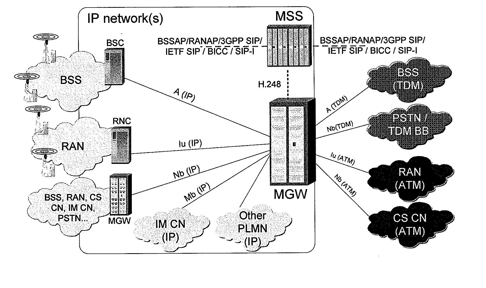 Different IP interfaces in a communication network system