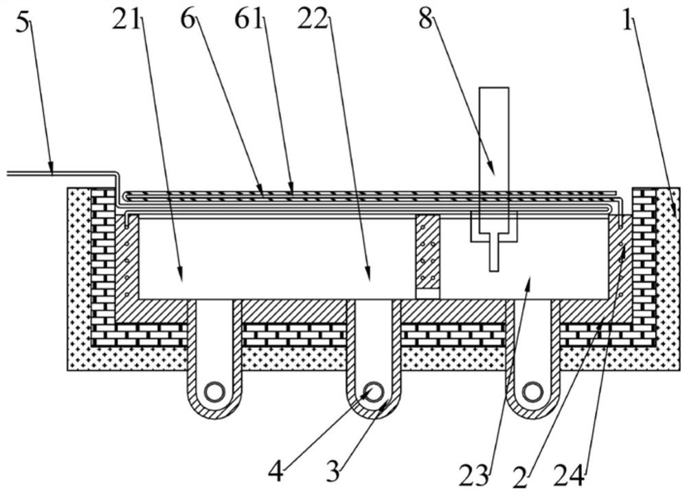 Multi-element copper alloy up-drawing furnace and drawing casting method