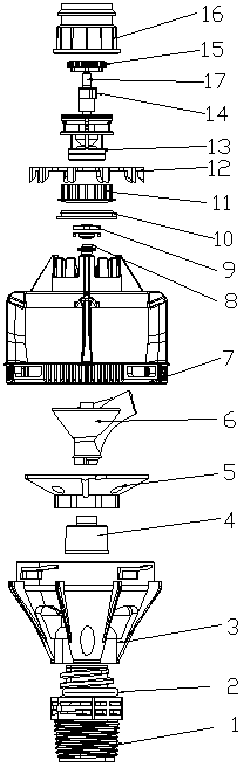 High-uniformity damping rotating nozzle