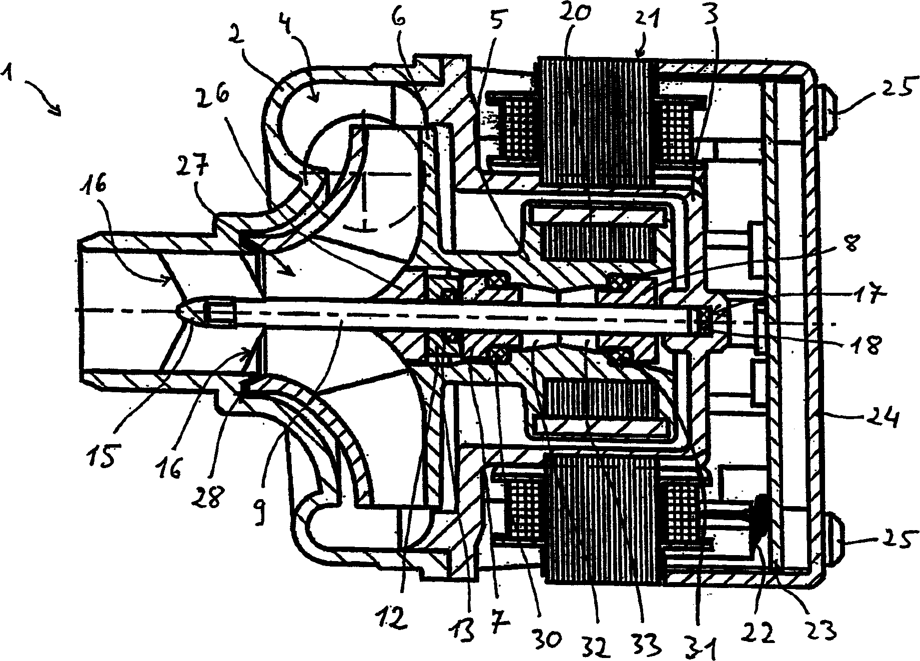 Pump comprising an integrated engine