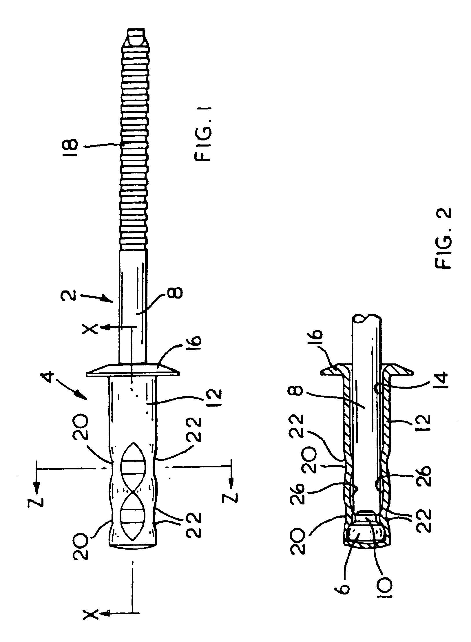 Closed-end blind rivet with a crimped shank and method of manufacture thereof