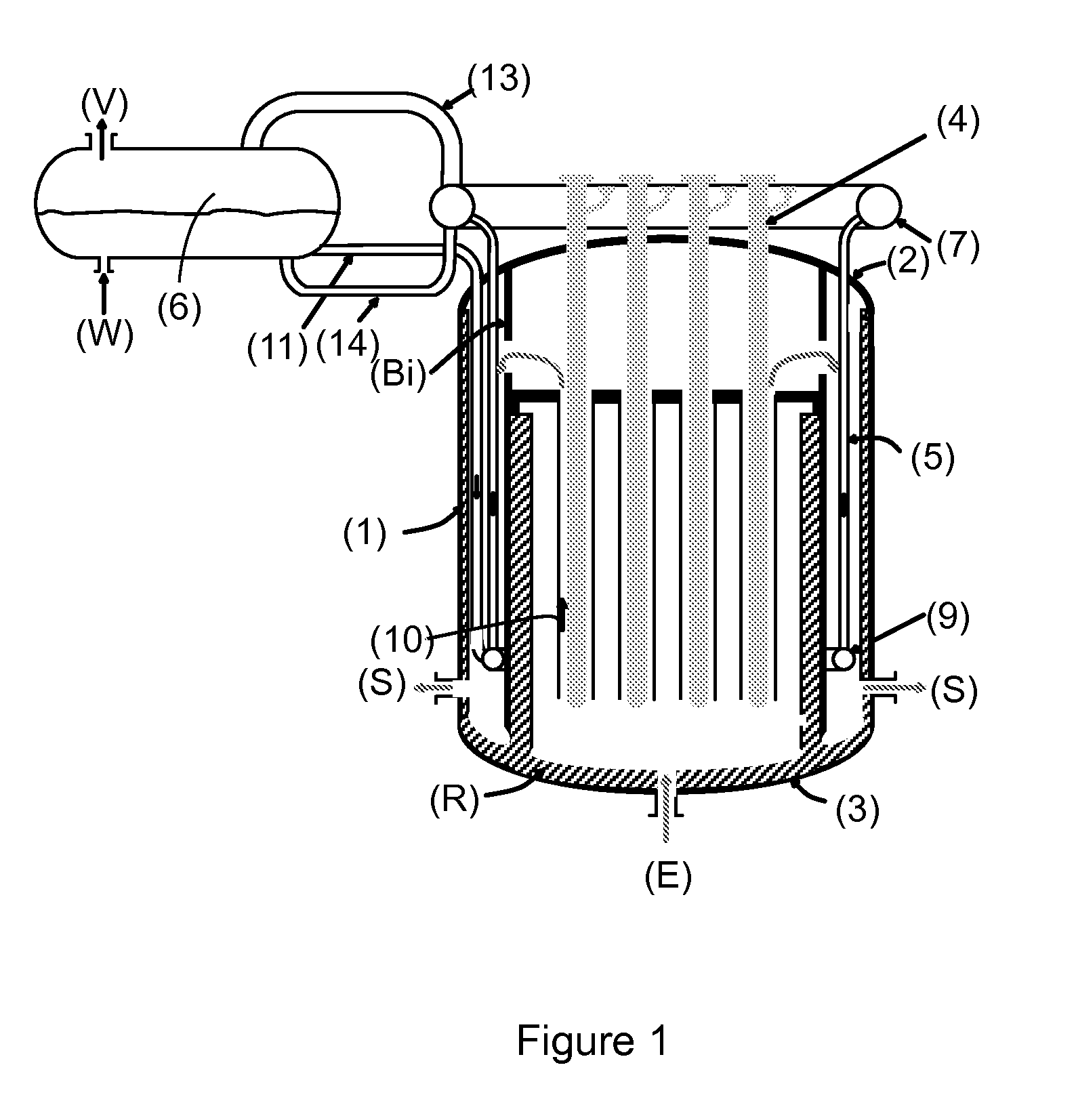 Exchanger-reactor for the production of hydrogen with an integrated steam generation bundle