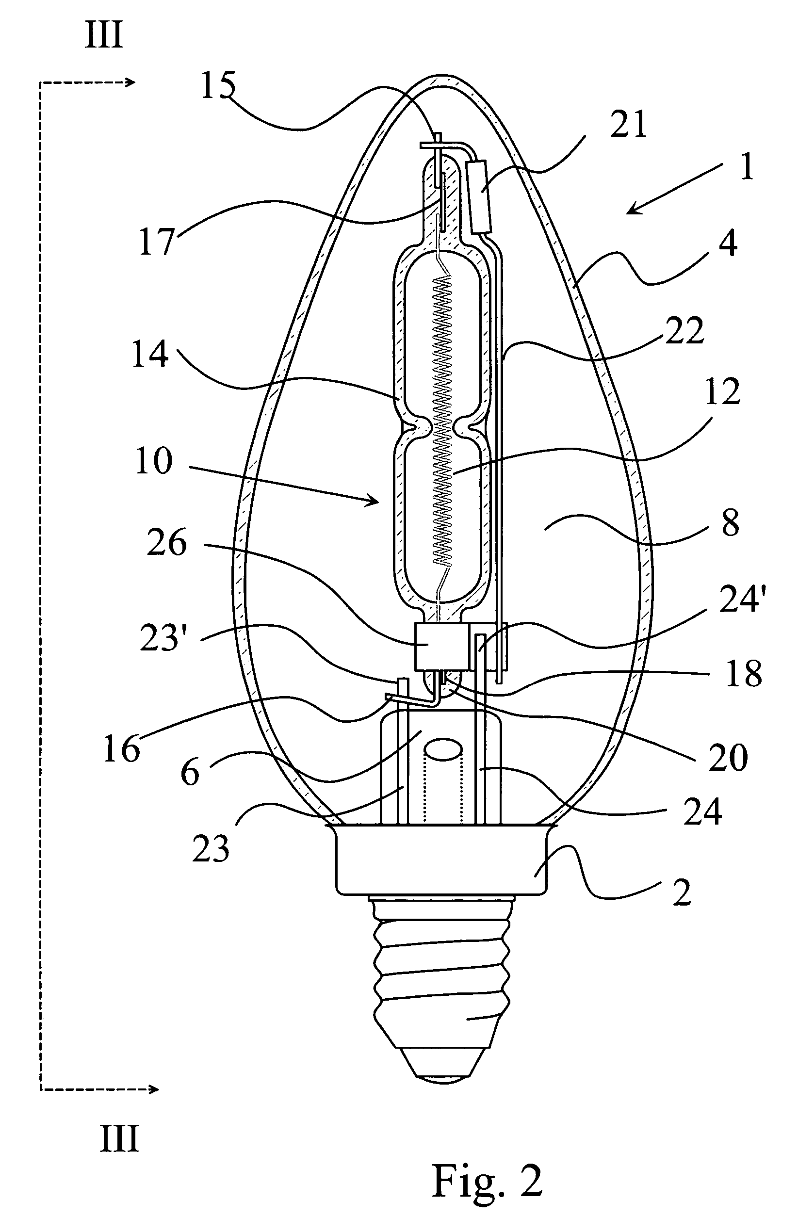 Lamp with inner lamp-stem assembly and method for manufacture