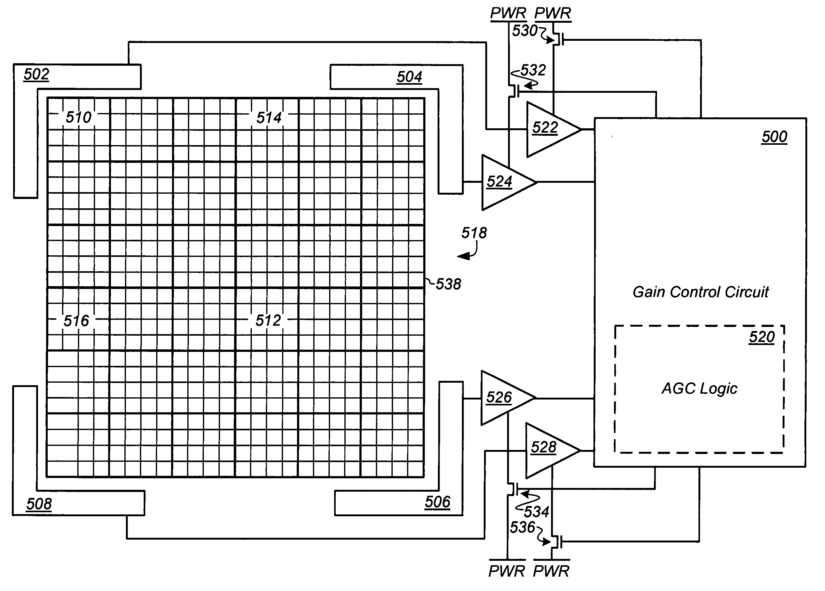 Circuit and method for reducing power consumption in an optical navigation system having redundant arrays