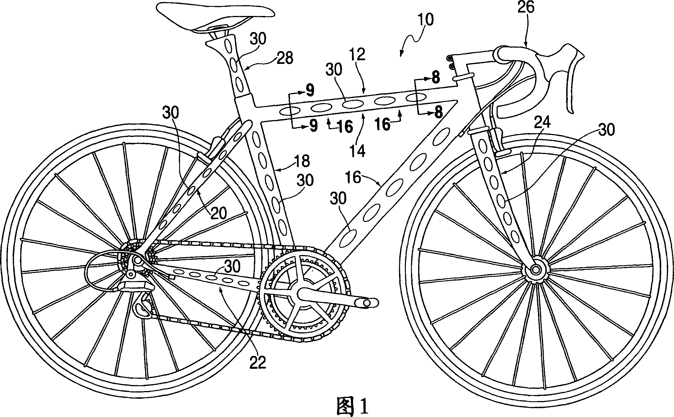 Bicycle having multiple tube frame structure.