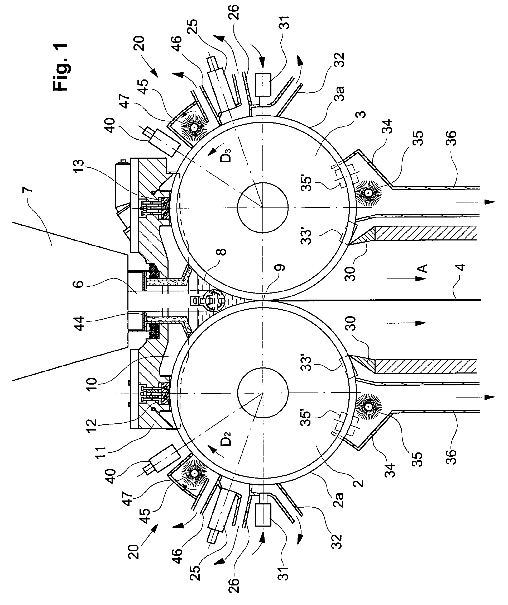 Apparatus for the continuous surface cleaning of rotationally movable casting rolls of a strip-casting machine