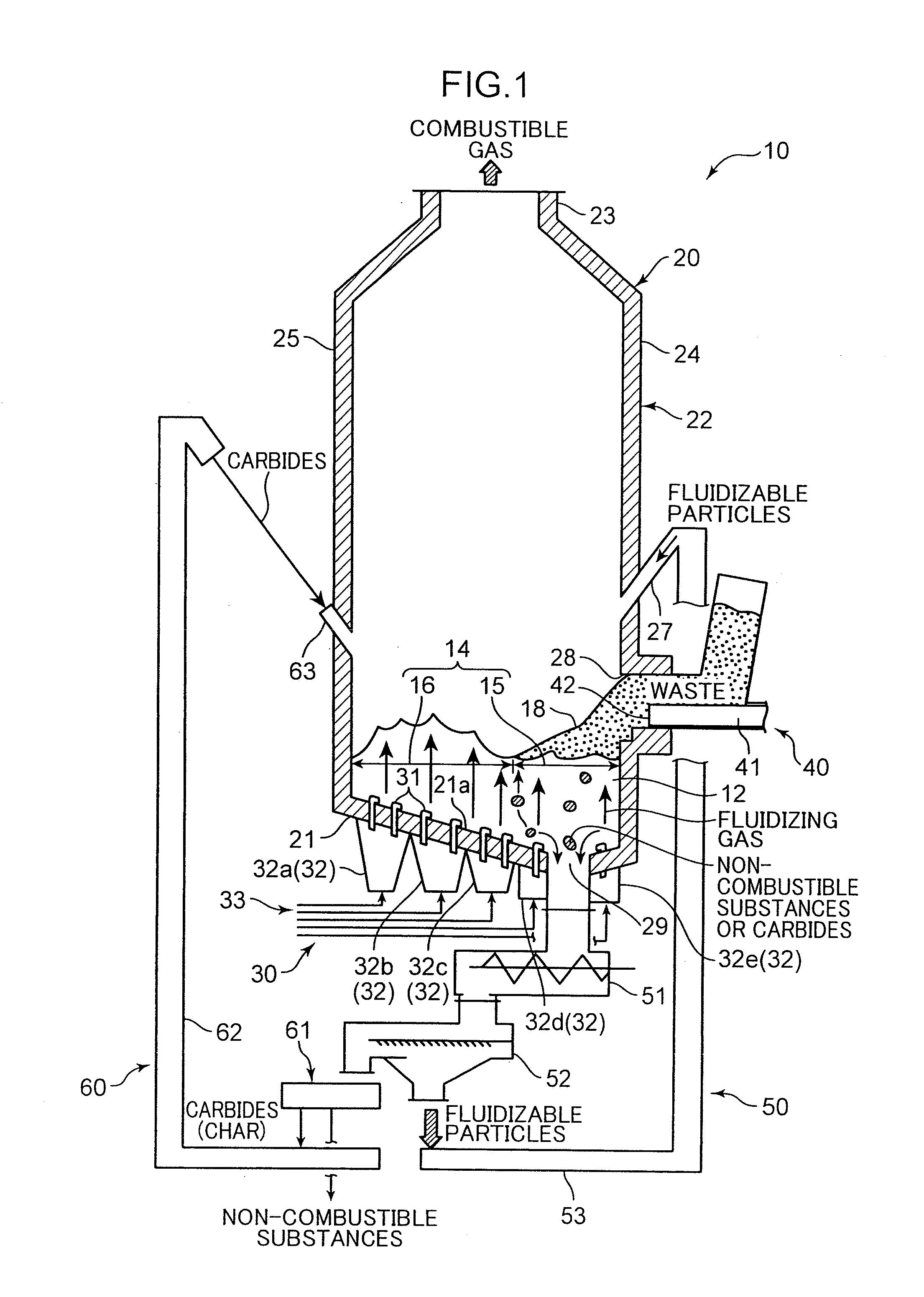 Fluidized bed furnace and waste treatment method