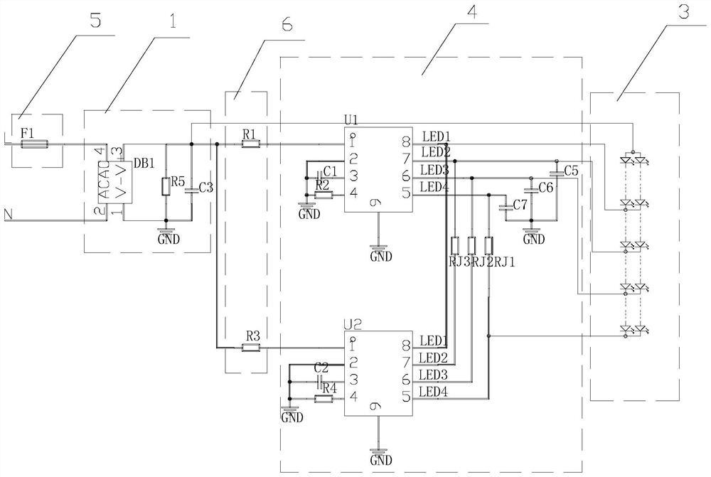 Radiation-resistant low-harmonic LED drive circuit and LED lamp