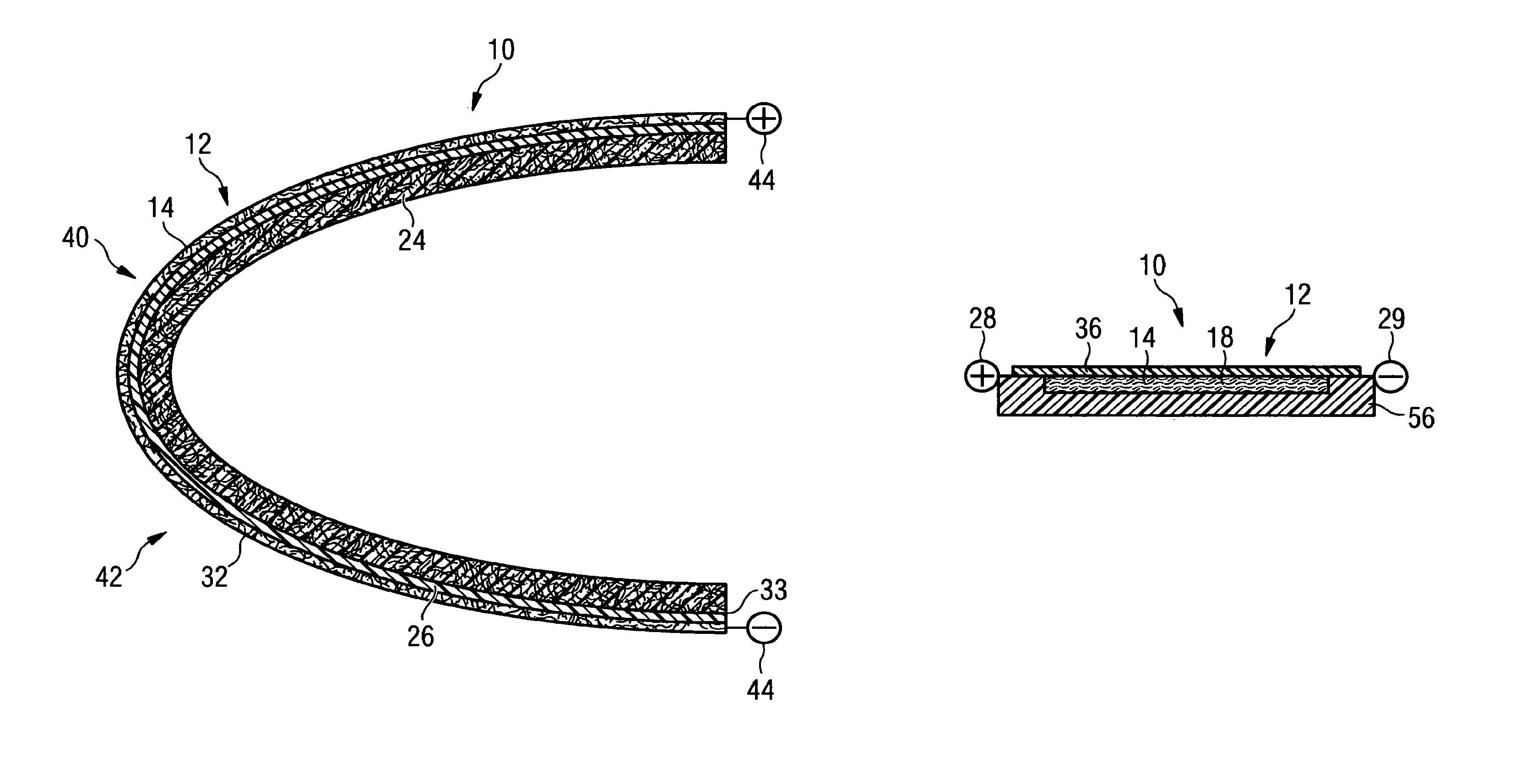 Composite structure having an ice protection device, and production method