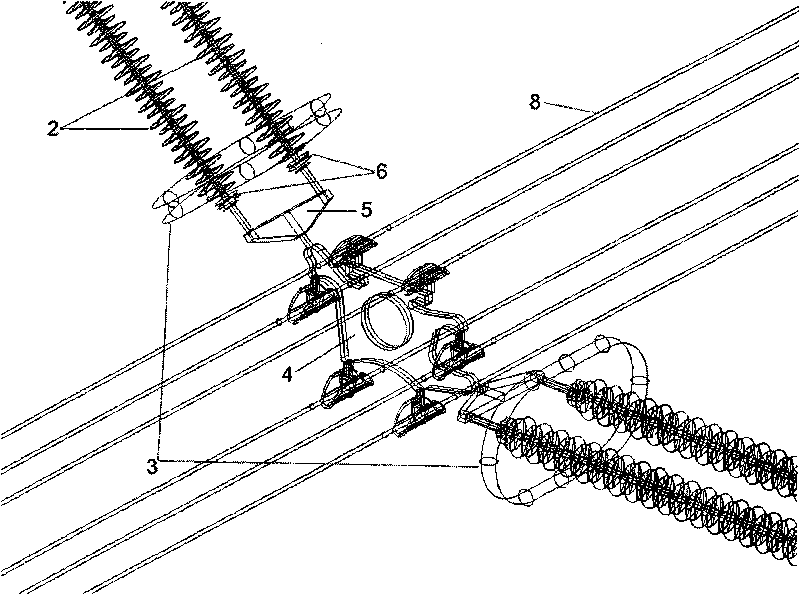 Insulator equalizing ring configuration structure of same-tower same-window double-loop compact transmission line