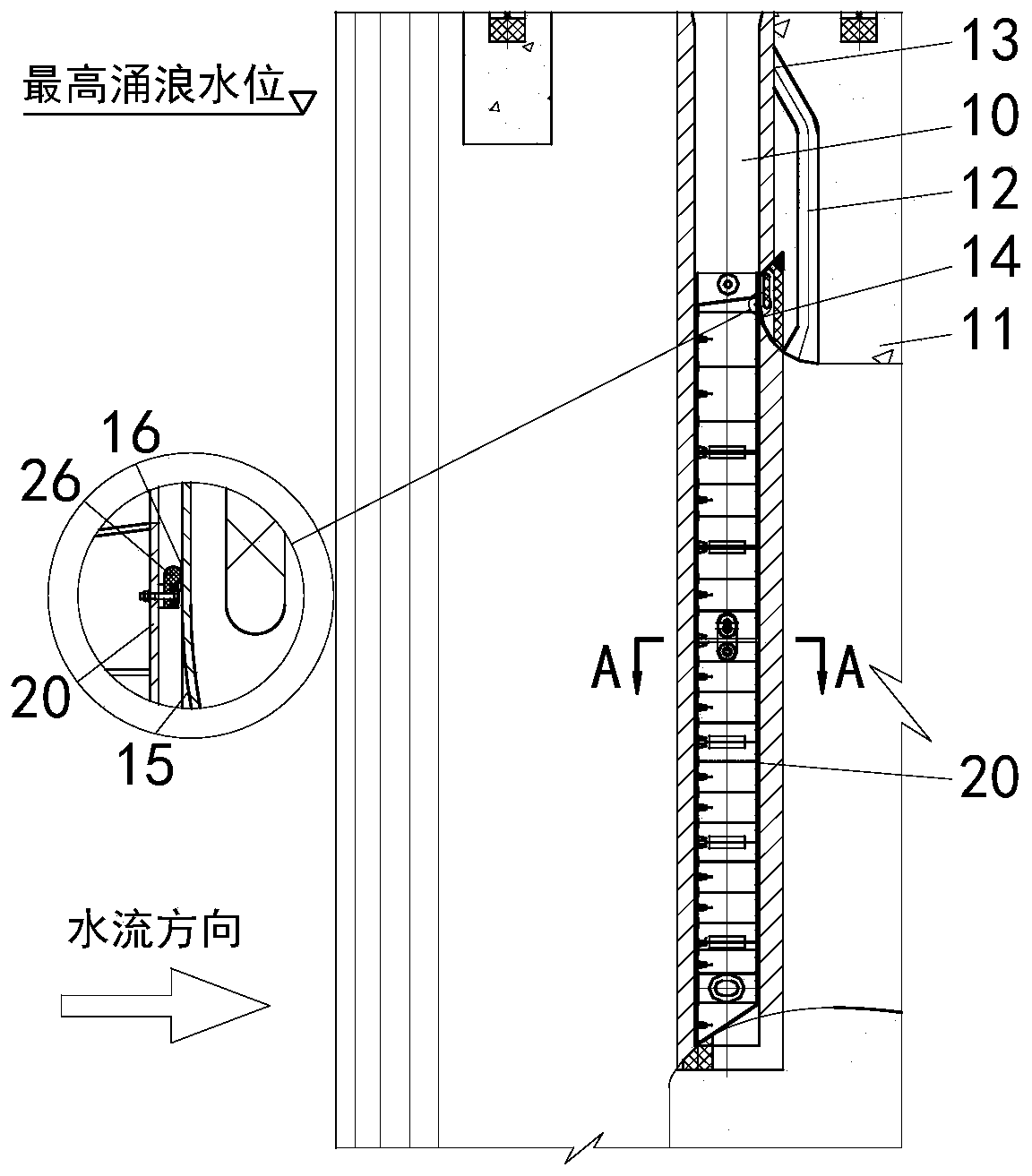 Building method and structure of sea bore preventing emergency gate