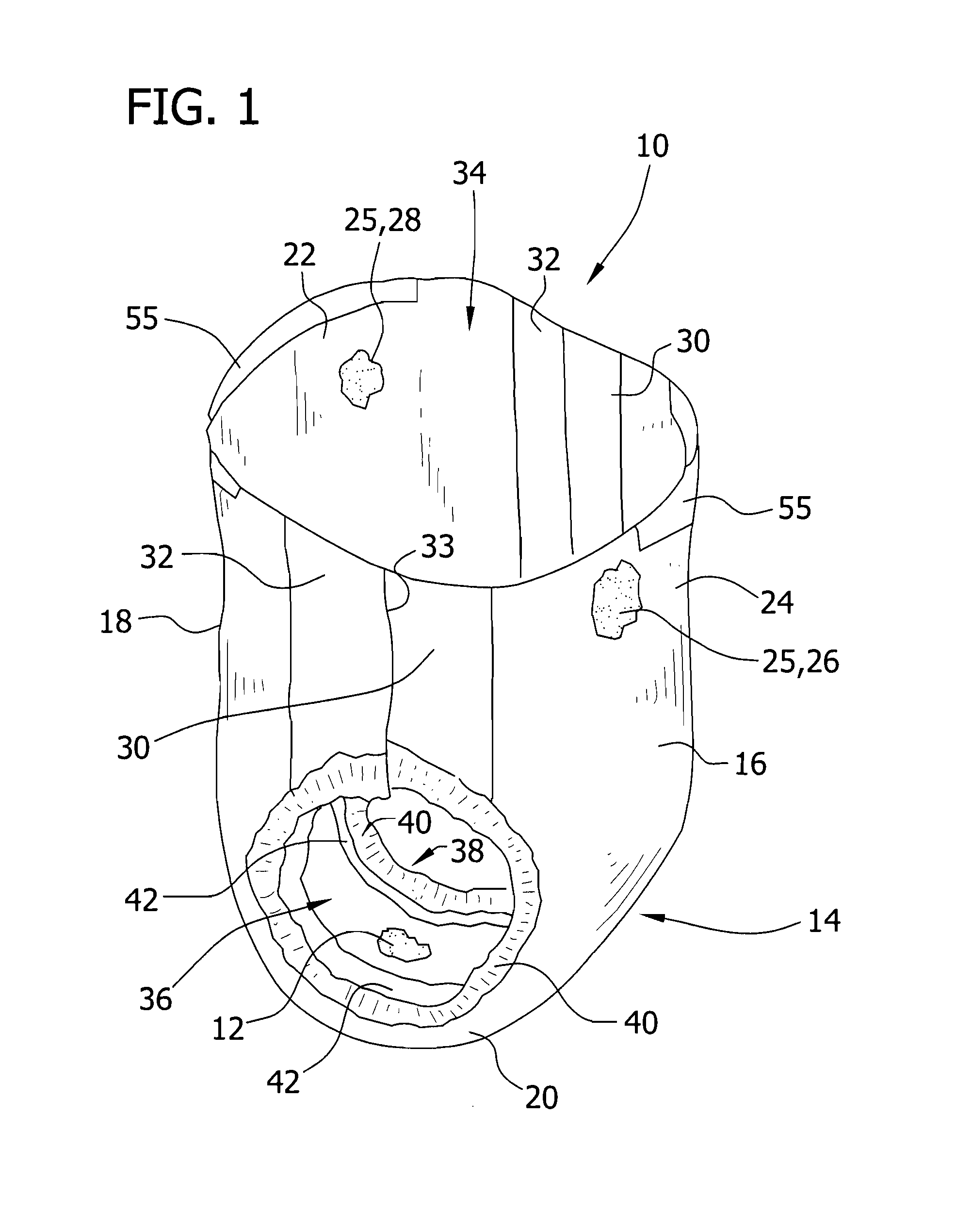 Absorbent article with temperature change member disposed on the outer cover and between absorbent assembly portions