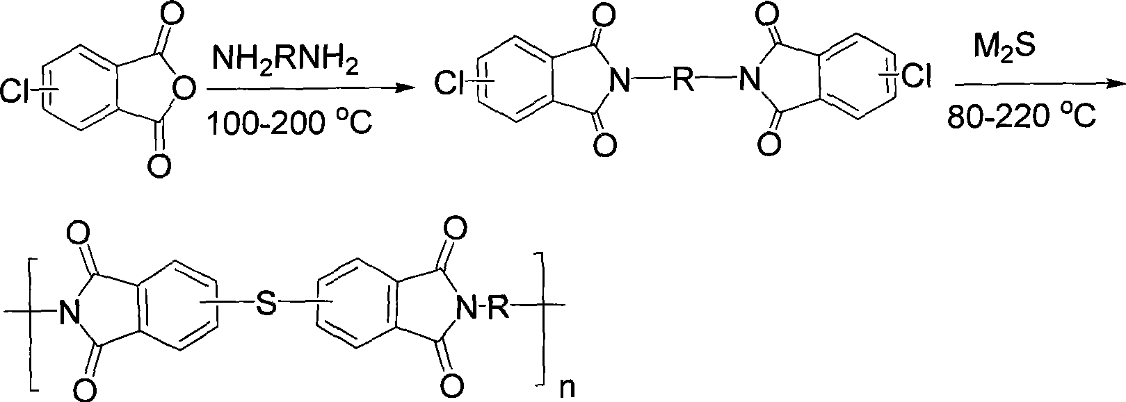 Polythioether acid imide and preparation thereof