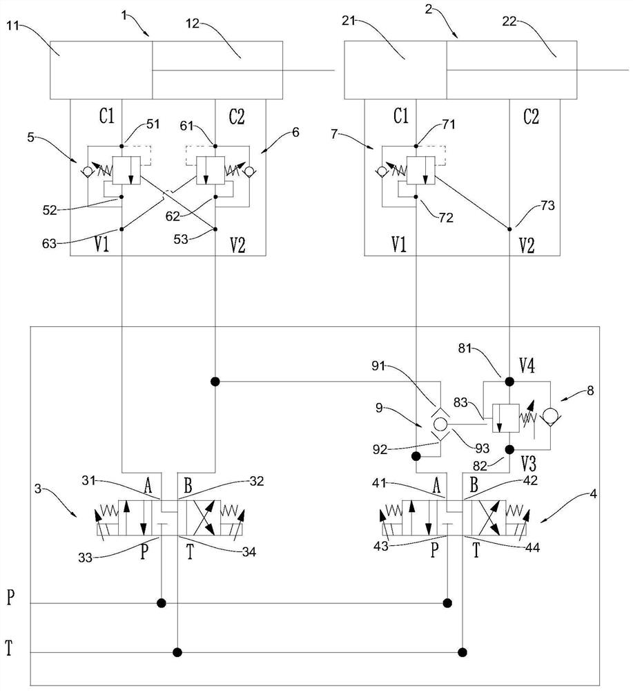 Hydraulic system of variable-amplitude mechanism of crank arm type overhead working truck