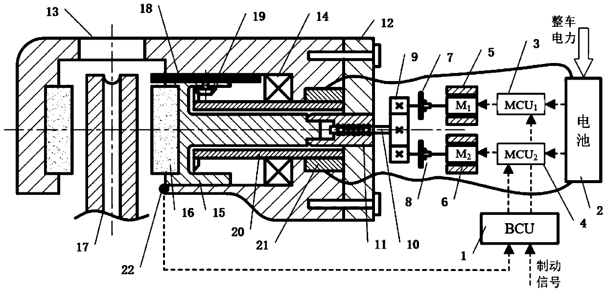High-reliability EMB brake-by-wire system and control method thereof