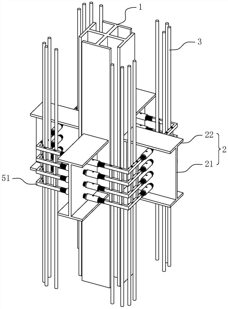 A steel plate type stirrup with ring belt in the beam-column node area of ​​a rigid structure and its construction method