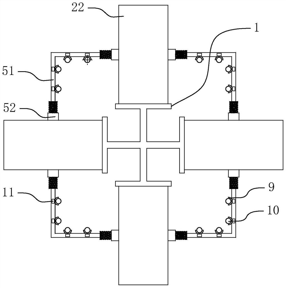 A steel plate type stirrup with ring belt in the beam-column node area of ​​a rigid structure and its construction method