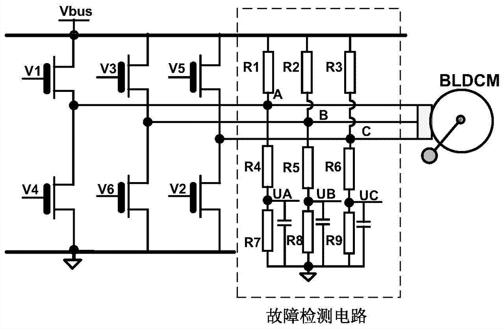 Brushless direct current motor power inverter power-on self-test device and self-test method