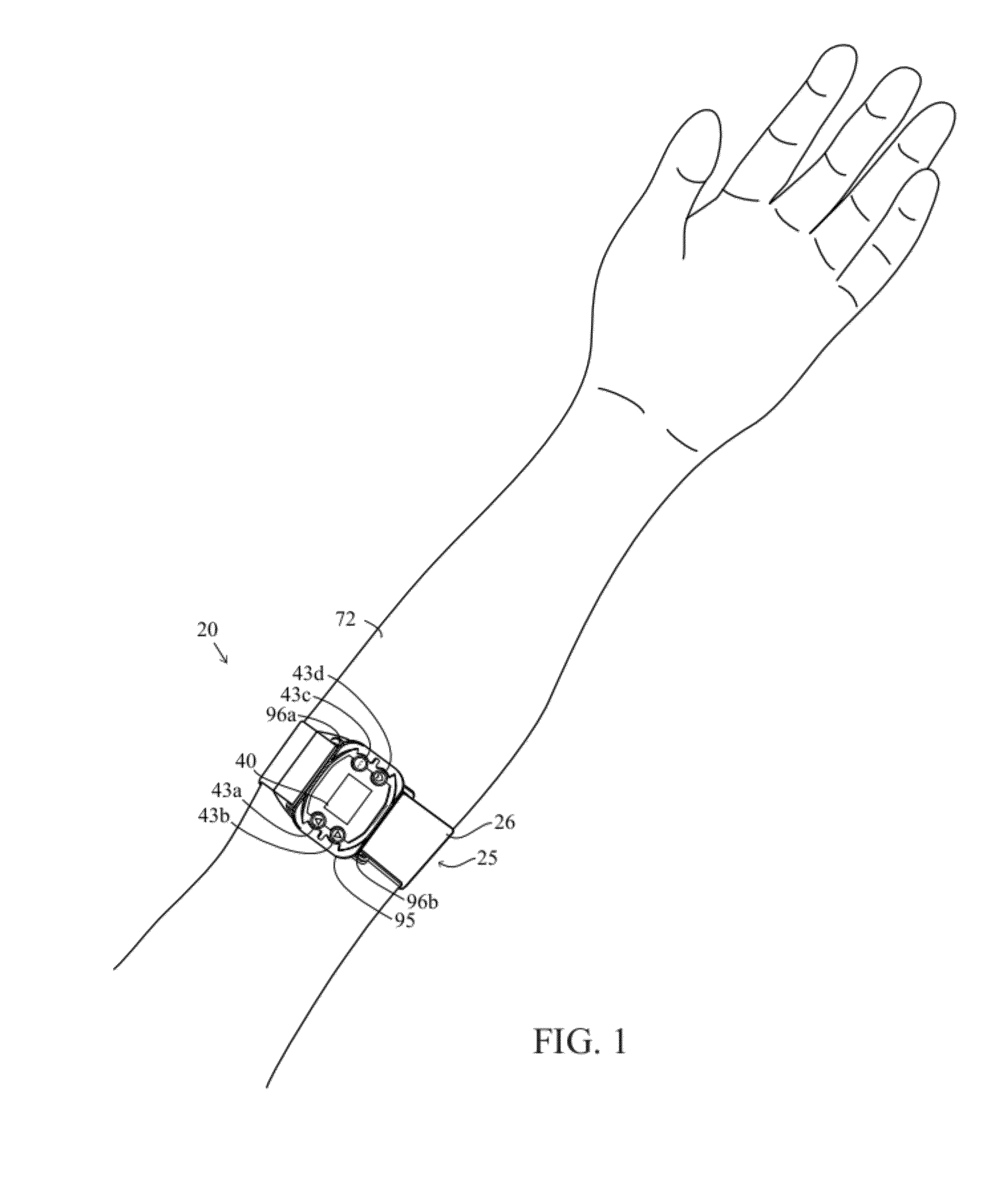 Monitoring device with an accelerometer, method and system